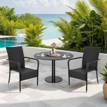 Wicker tuinstoel Girona, stapelbaar, draagkracht 120 kg, Tuin en Terras, Verzenden, Nieuw