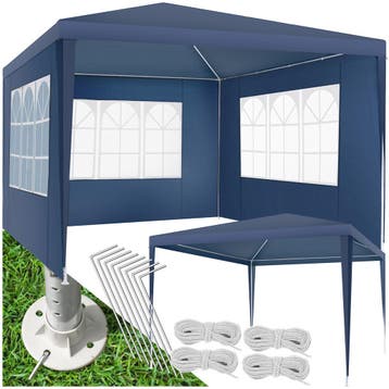Paviljoen Barinas met 3 zijdelen, waterdicht, 3x3m - blauw, Tuin en Terras, Verzenden, Nieuw