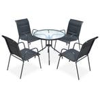 vidaXL 5-delige Tuinset staal zwart, Tuin en Terras, Tuinsets en Loungesets, 5 zitplaatsen, Verzenden, Textileen, Nieuw
