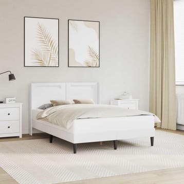 vidaXL Bedframe met LED-stripverlichting Wit 160 x 200 cm, Verzenden, Nieuw, Wit, Overige materialen