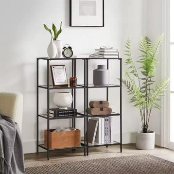 Staande glazen plank met metalen frame – 4 lagen, Verzenden, Nieuw