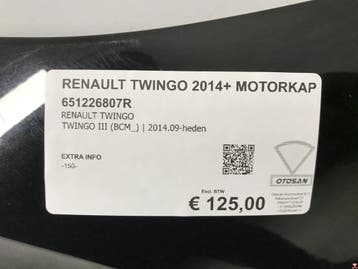 Renault Twingo 2014+ Motorkap Origineel! 651226807R, Ophalen, Gebruikt, Motorkap, Renault