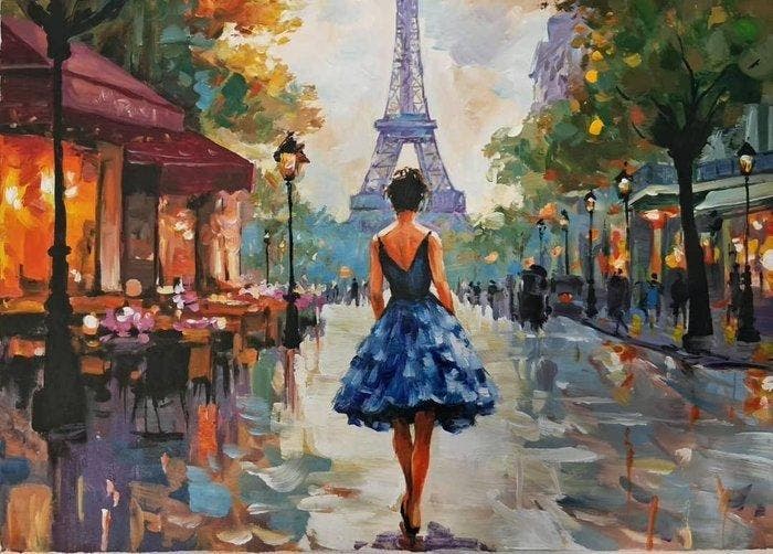 Jarol - Paseo hacia la Torre Eiffel, Antiek en Kunst, Kunst | Schilderijen | Klassiek