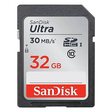 Sandisk Ultra 32GB SD Kaart 30mb/s met garantie, Ophalen of Verzenden, Gebruikt