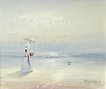 Marie Charott (XX) - Victoriaanse dame aan het strand