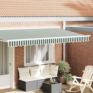 vidaXL Vervangende markies volant Groen en Wit 380 x 20 cm, Tuin en Terras, Zonneschermen, Verzenden, Nieuw
