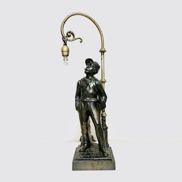 J.M. - sculptuur, Le siffleur - 46 cm - Zinklegering, Antiek en Kunst