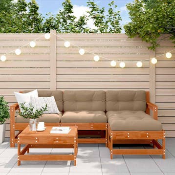 vidaXL Tuin loungeset 5 st Wax Bruin Den Massief grenenhout, Verzenden, Nieuw, 5 zitplaatsen, Loungeset