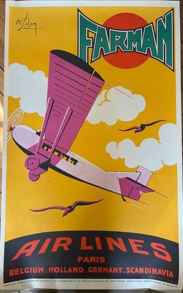 Albert SOLON - Affiche Air France « Farman » - Réédition
