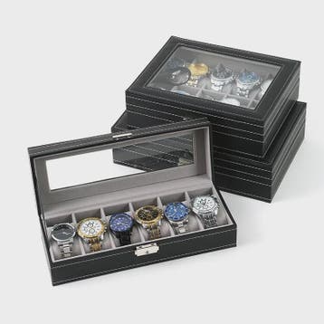 Luxe PU Leder Horlogedoos met Glazen Deksel - Diverse Vakver, Huis en Inrichting, Verzenden, Nieuw