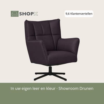 Leren draaifauteuil Lovely - Toledo Merlin (donkerpaars), Nieuw, Ophalen of Verzenden, 75 tot 100 cm, Eigentijds, Modern, Retro, Vintage