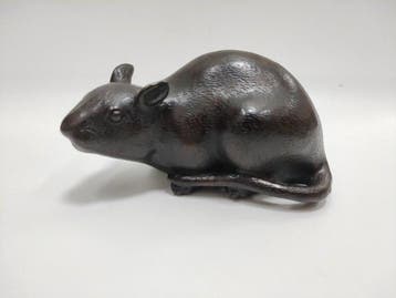 Beeldje - Lucky Bronze Rat - Brons