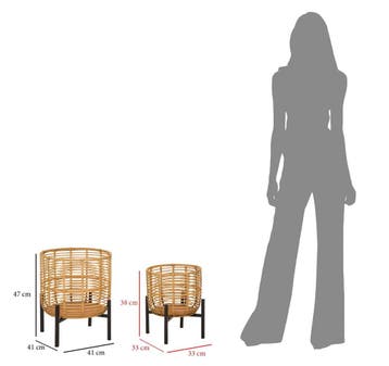 ROTAN VAASHOUDER SET 2 STUKS CM Ø 41X47-33X39, Ophalen of Verzenden, Nieuw