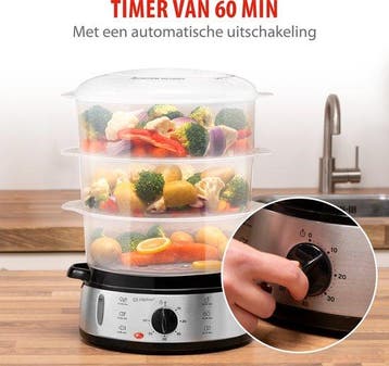 2dekans | alpina Stoomkoker 9L - Stomer 800W - Voedselstomer, Ophalen of Verzenden, Zo goed als nieuw