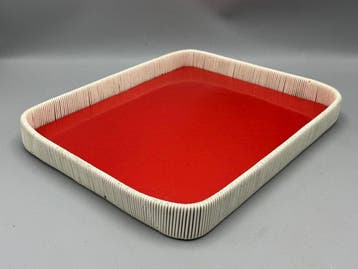 Dienblad - Hout, Rubber - Vintage dienblad met verfijnde