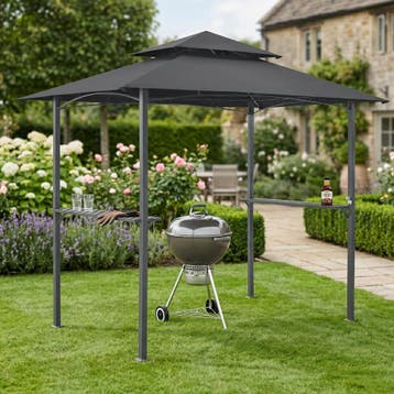 Steakhouse BBQ paviljoen 250x241x151 cm brandvertragend, Tuin en Terras, Verzenden, Nieuw