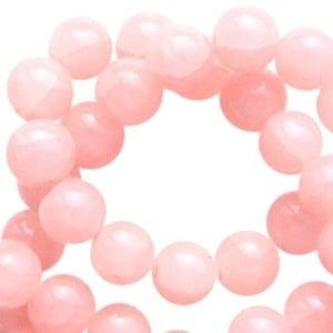20 x Crackled opal glaskralen 8 mm Light rose peach, Ophalen of Verzenden, Nieuw, Kraal