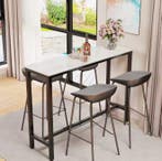 Marmeren bartafel 120 cm rechthoekig met metalen frame, Verzenden, Nieuw