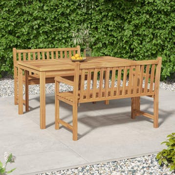 vidaXL 3-delige Tuinset massief teakhout, Verzenden, Nieuw, Teakhout, Tuinset
