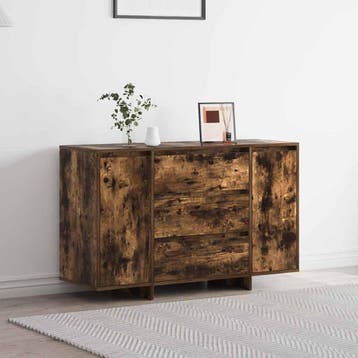 vidaXL Dressoir Gerookt eiken 120 x 41 x 75 cm Bewerkt hout, Huis en Inrichting, Kasten | Dressoirs, Verzenden, Nieuw, Overige houtsoorten