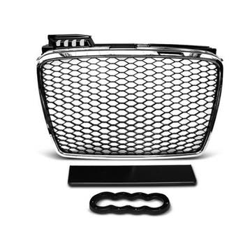 Grill Audi A4 B7 (2004-2008) RS4 Chroom-Black Embleemloos, Auto-onderdelen, Ophalen of Verzenden, Nieuw