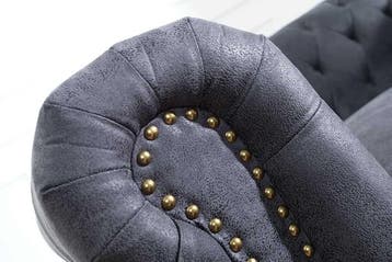 Chesterfield 2-zitsbank 150 cm antiek grijs microvezel, Ophalen of Verzenden, Nieuw