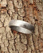 DUOVEKT Natuurlijke Gibeon Iron Meteoriet Ring 925 Sterling Zilver Crystal Ronde Kralen Gift Fashion Ring US Maat 6, US Size 6, Kristal, Natuurlijke Gibeon IJzer Meteoriet Edelsteen