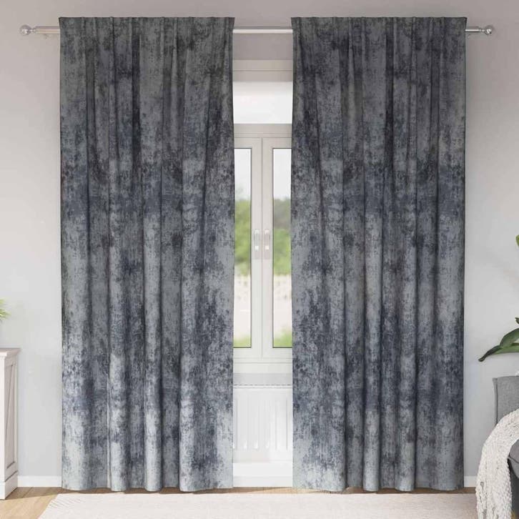 vidaXL Velvet Gordijnen 2 pcs Zilvergrijs 245 x 140 cm, Huis en Inrichting, Stoffering | Gordijnen en Lamellen, Grijs, Nieuw, Verzenden