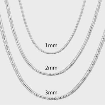 Zilveren Slangenhalsketting 925 Sterling Zilver - 45-60cm, 1, Sieraden, Tassen en Uiterlijk, Verzenden, Nieuw