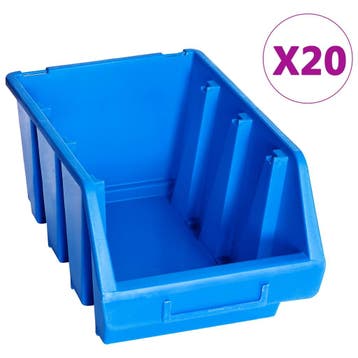 vidaXL Stapelbakken 20 st kunststof blauw, Verzenden, Nieuw
