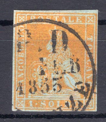 Italiaanse oude staten - Toscane 1851/1851 - 1 Soldo Giallo, Gestempeld