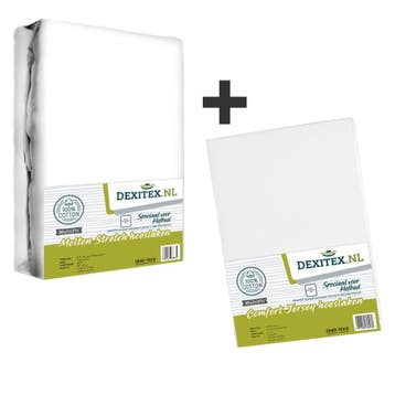 Textielpakket Hefbed 1 Molton + 1 Jersey hoeslaken, Verzenden, Nieuw, Wit, Overige typen