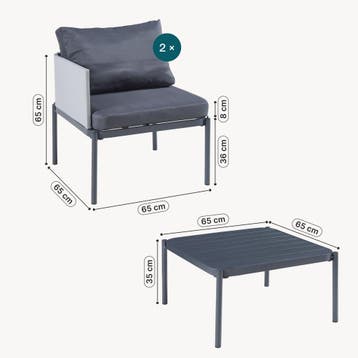 Tuinset Accettura 3-delig tuintafel met 2 tuinstoelen grijs, Tuin en Terras, Verzenden, Nieuw
