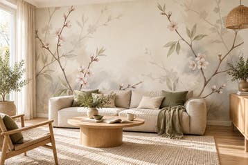 Bloesem behang woonkamer – bloemen fotobehang op maat, Verzenden, Fotobehang