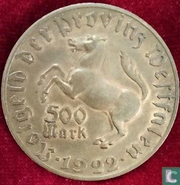 Westfalen 500 mark 1922 Freiherr vom Stein, Verzenden, Overige landen, Losse munt