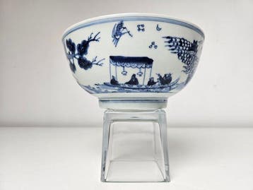 A Chinese blue and white Ode to the red cliffs bowl - Kom