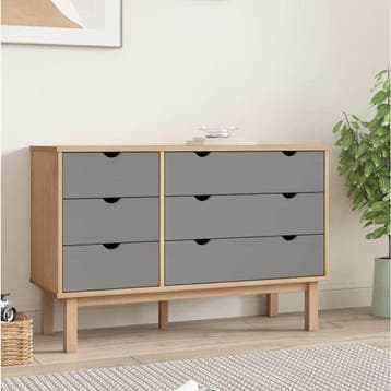 vidaXL Ladekast OTTA 111x43x73,5 cm grenenhout bruin en, Verzenden, Nieuw