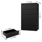Ladekast met 5 Lades – Zwarte Houten Dressoir voor Slaapkame, Verzenden, Nieuw