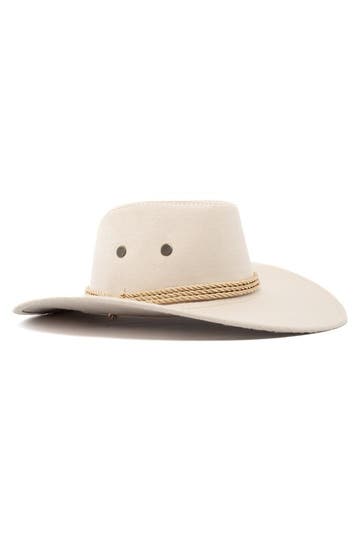 KIMU® Cowboyhoed Ecru Beige Suedelook Lichtgewicht Beige Sue, Ophalen of Verzenden, Nieuw, Carnaval