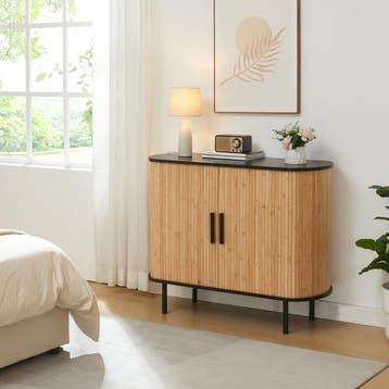 Commode Tvedestrand dressoir 100x40x80 cm zwart en naturel [, Verzenden, Nieuw