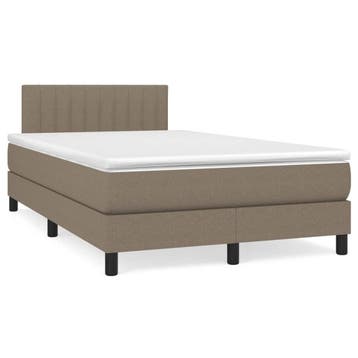 vidaXL Boxspring met matras stof taupe 120x190 cm, Verzenden, Nieuw, 190 cm of minder, Twijfelaar