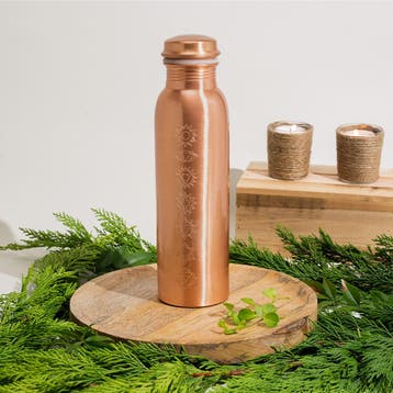 Puur Koperen Waterfles 7 Chakras Matt Finish ± 1 liter, Ophalen of Verzenden, Nieuw
