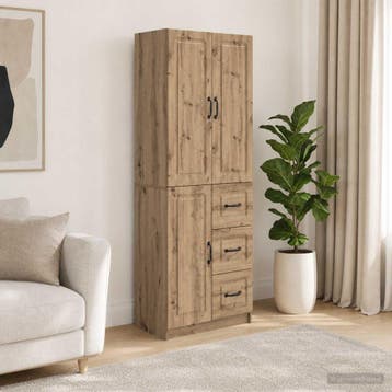 vidaXL Kastenset 2 st Artisanaal eiken Bewerkt hout, Huis en Inrichting, Kasten | Buffetkasten, Minder dan 50 cm, Verzenden, Nieuw