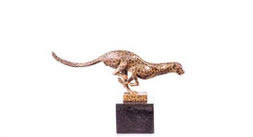 sculptuur, Sculpture en bronze – Guépard / Léopard en pleine
