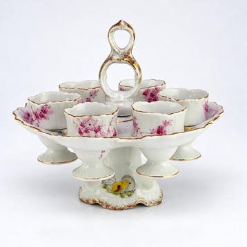 Eierdopje (7) - birds & colourful floral motifs painted -