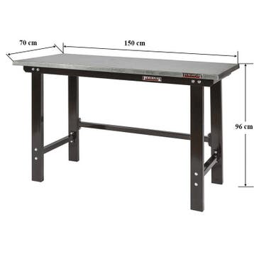 Werkbank zwart 150 cm met zinken werkblad - open model, Doe-het-zelf en Verbouw, Werkbanken, Ophalen of Verzenden, Nieuw