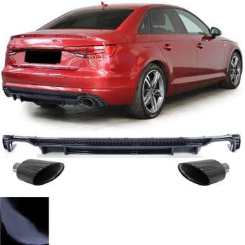 Achterbumper Diffusor Audi A4 B9 2015-2019 RS4 Design Zwart, Ophalen of Verzenden, Nieuw