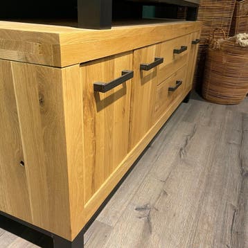Hevano Tv Meubel 3 Deur 1 La 1 Klep - Pronto Wonen, Huis en Inrichting, Kasten | Televisiemeubels, 150 tot 200 cm, Eikenhout, Nieuw
