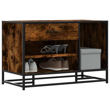 vidaXL Schoenenbank 80x40x53,5 cm bewerkt hout en metaal, Verzenden, Nieuw