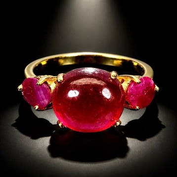 925 zilver verguld - robijn - Ring